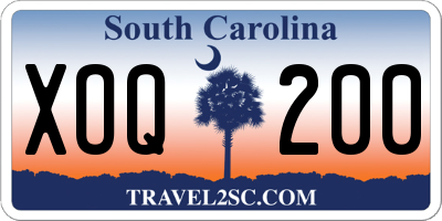 SC license plate XOQ200