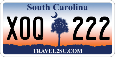SC license plate XOQ222