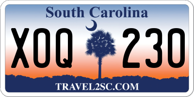 SC license plate XOQ230