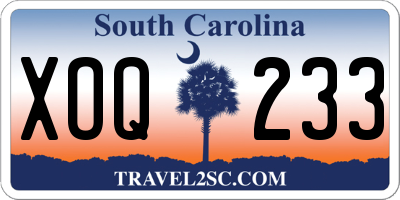 SC license plate XOQ233