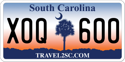 SC license plate XOQ600