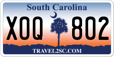SC license plate XOQ802