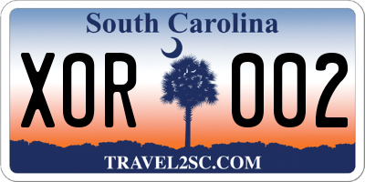 SC license plate XOR002