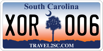 SC license plate XOR006