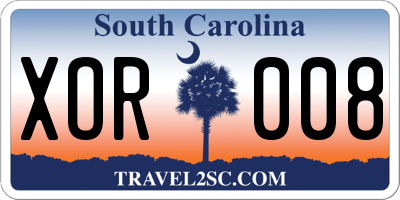 SC license plate XOR008