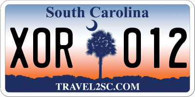 SC license plate XOR012