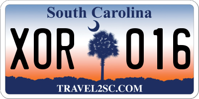 SC license plate XOR016