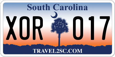 SC license plate XOR017