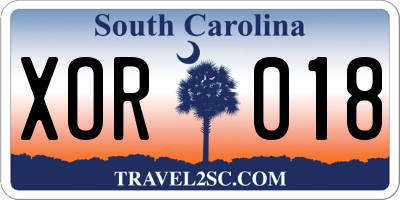 SC license plate XOR018