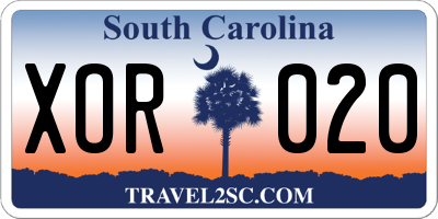 SC license plate XOR020
