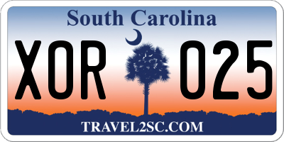 SC license plate XOR025