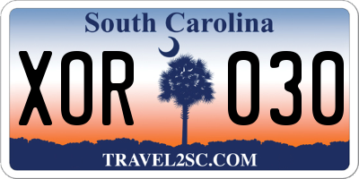 SC license plate XOR030