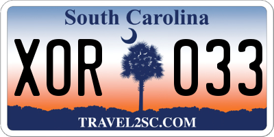 SC license plate XOR033