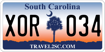 SC license plate XOR034