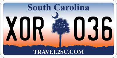 SC license plate XOR036