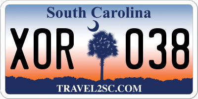 SC license plate XOR038