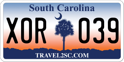 SC license plate XOR039