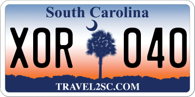 SC license plate XOR040