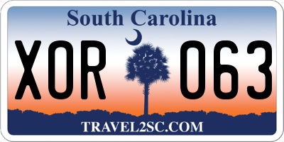 SC license plate XOR063