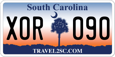 SC license plate XOR090