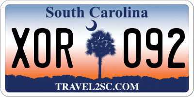 SC license plate XOR092