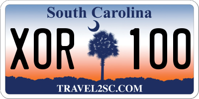 SC license plate XOR100