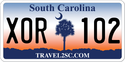 SC license plate XOR102
