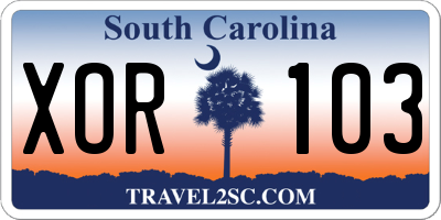 SC license plate XOR103