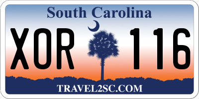 SC license plate XOR116