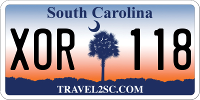 SC license plate XOR118