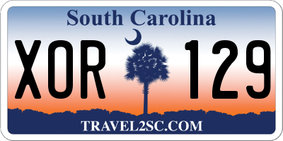 SC license plate XOR129