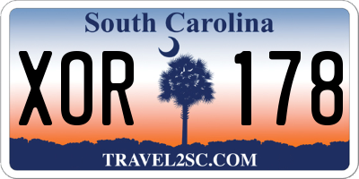 SC license plate XOR178