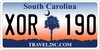 SC license plate XOR190