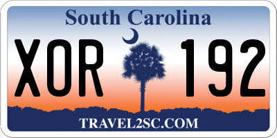 SC license plate XOR192
