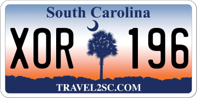 SC license plate XOR196