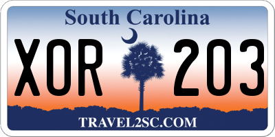 SC license plate XOR203