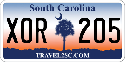 SC license plate XOR205
