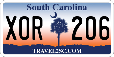 SC license plate XOR206
