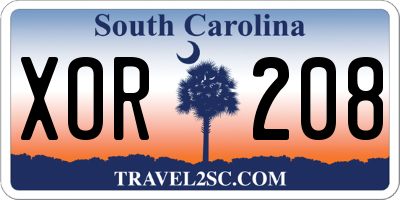 SC license plate XOR208