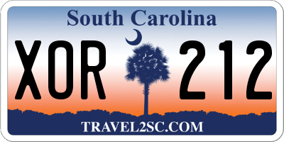 SC license plate XOR212
