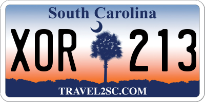 SC license plate XOR213