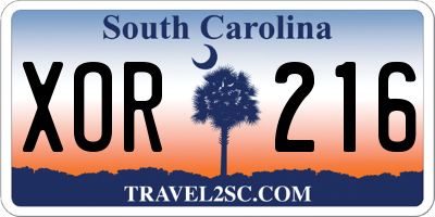 SC license plate XOR216