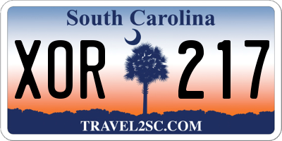 SC license plate XOR217