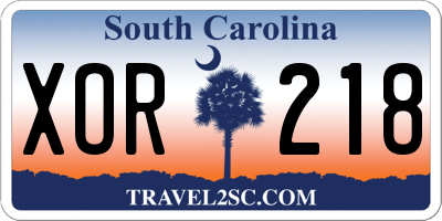 SC license plate XOR218