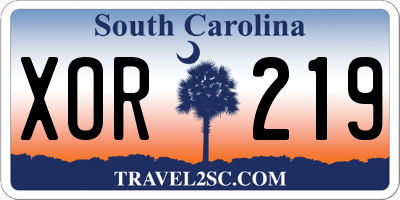 SC license plate XOR219