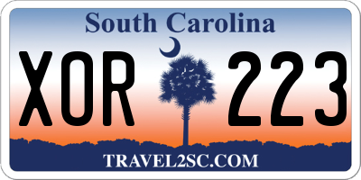 SC license plate XOR223