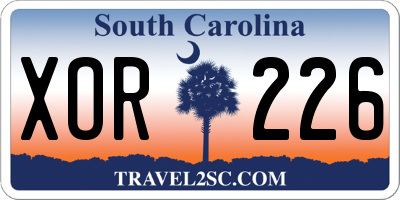SC license plate XOR226