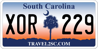 SC license plate XOR229