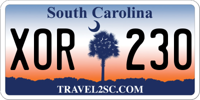 SC license plate XOR230