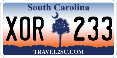 SC license plate XOR233
